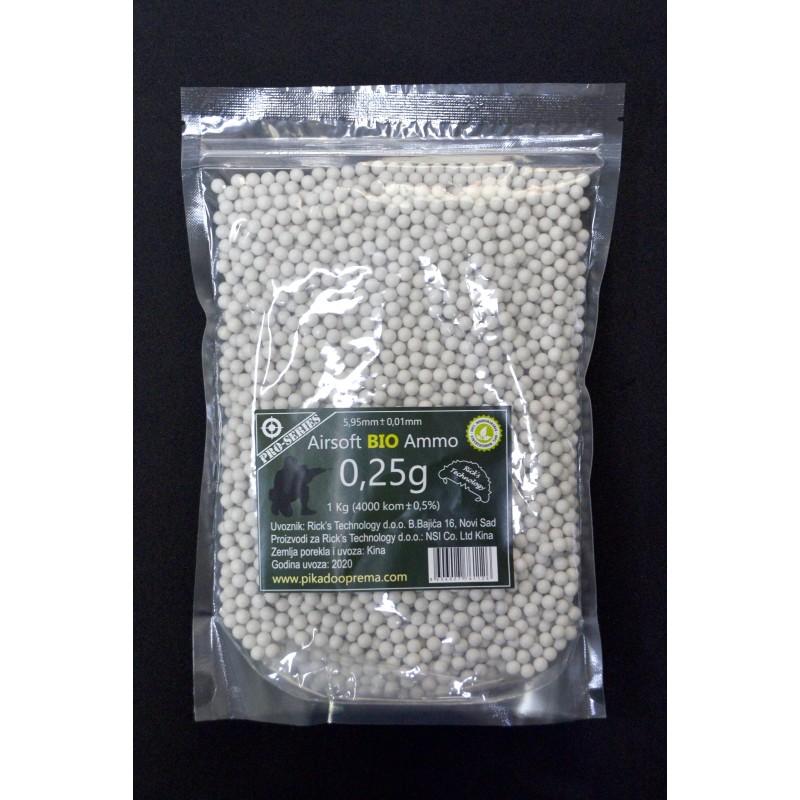 Plastične kuglice ProSeries airsoft BBs 0.25g BIO 1Kg